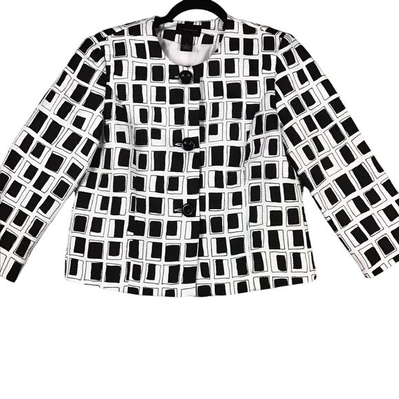 Investments Women’s Size 8 Black White Square Block Pattern Career Jacket NWT - Picture 10 of 16